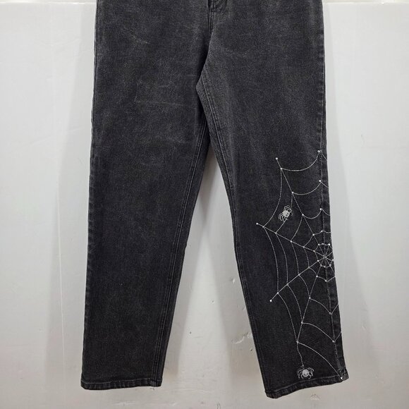 Vtg Quacker Factory Jeans Women’s Sz 10 Black Halloween Embroidered Spider Webs - Picture 12 of 13